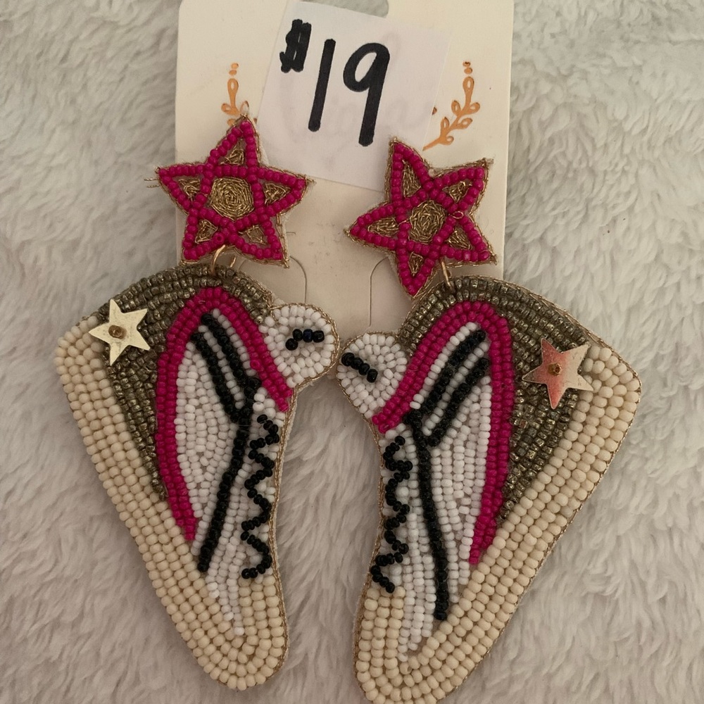 High top tennis shoes seed bead earrings